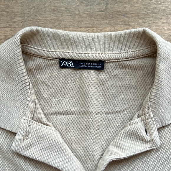 Zara Tan Short Sleeve Polo Shirt - Picture 2 of 3